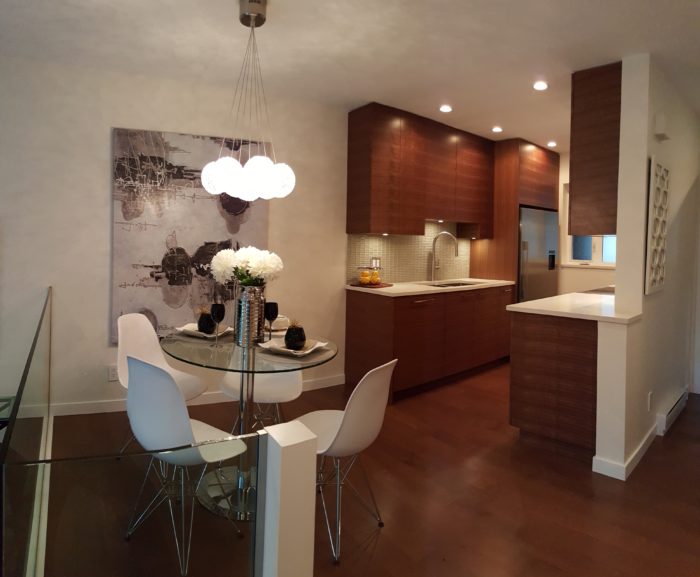 A modern and fancy kitchen & dining area