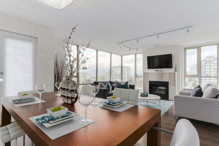 View of dining area and living room